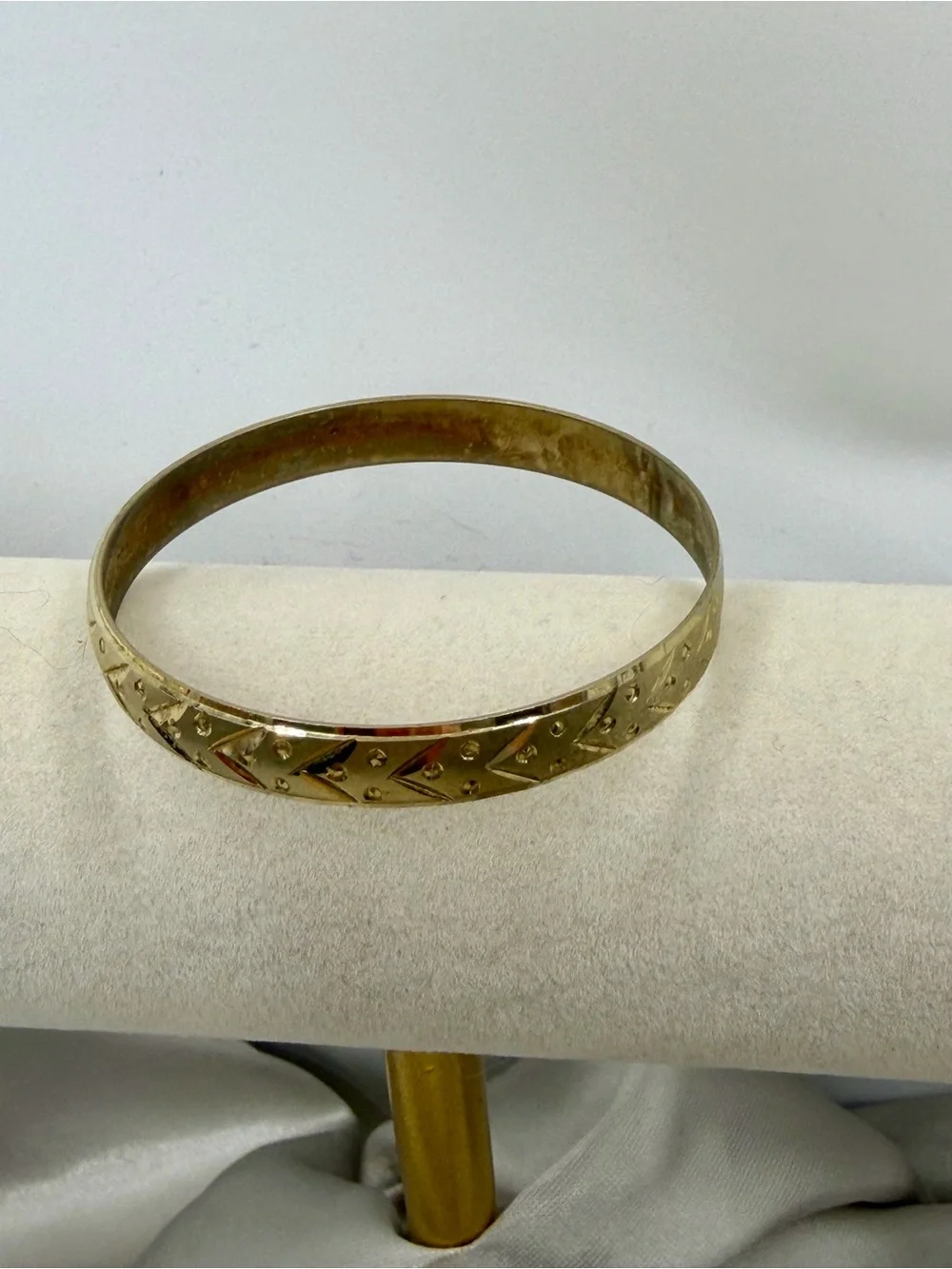 Vintage Style Engraved Gold Tone Baby Bangle Bracelet